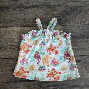 Janie & Jack 4T Toddler Girl White Lined Tank Top Blouse Flowers